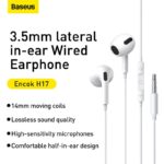 Baseus Earphone Encok lateral in-ear Wired Earphone H17 White - Image 2